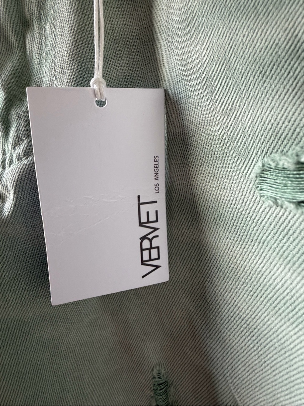 Vervet Sage Green Distressed Denim Shorts Size Small | Raw Hem High Rise| NWT - Picture 8 of 14